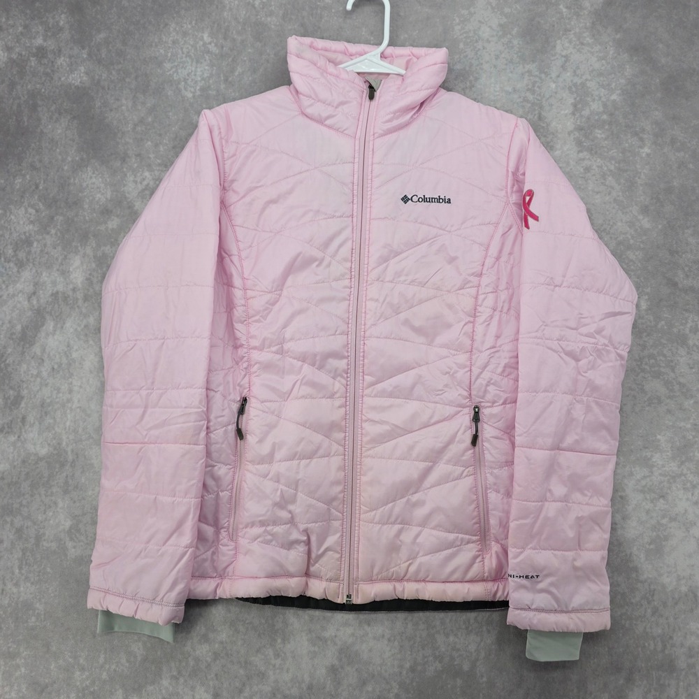 Columbia Pink Omni-Heat Puffer Jacket Breast Cancer Awareness Ribbon Small